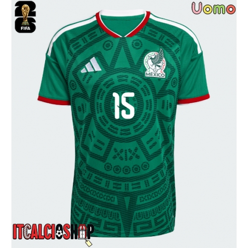 Messico Israel Reyes #15 Prima Maglia Mondiali 2026 Manica Corta